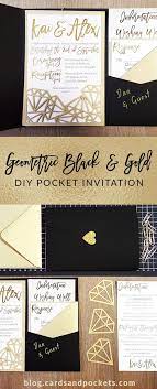 My Diy Story Geometric Black Gold Foil Pocket Invitation Cards Pockets Design Idea Blog Black And Gold Invitations Pocket Invitation Geometric Wedding Invitation