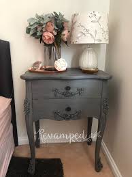 Bedside Table Chalk Painted Grey With Dark Glaze Nightstand Decor Painted Bedside Tables Painted Side Tables