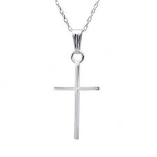14k White Gold Toddlers Simple Cross Necklace Cross Necklace Simple White Gold Necklaces Necklace