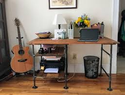 Diy computer desk with shelf plans. Weekend Project Diy Desk With Industrial Pipe And Reclaimed Wood House And Hammer