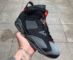 The air jordan 6 psg comes covered in a simple color scheme of iron grey, infrared 23, and black with iron grey and black particularly adorn the nubuck construction, while pops of infrared are prominent. Air Jordan 6 Psg Kicksonfire Com