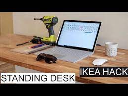 Build Floating Standing Desk Ikea Hack With Hammarp Butcher Block Countertop Youtube Ikea Standing Desk Ikea Desk Ikea Countertop Desk