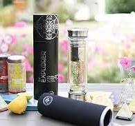 Amazon.com: Teabloom All-Beverage Infusion Bottle – 14 oz / 400 ml – Double  Wall Insulated Glass Travel Flask – Hot Tea & Cold Brew Coffee Thermos – ...