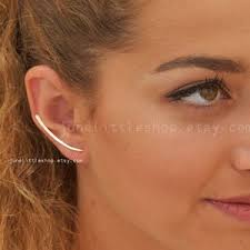 Thin Long Gold Climber Earrings