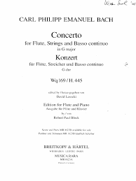 Carl philipp emanuel bach concerto for flute h 445 allegro di molto james galway flute. C P E Bach Concerto For Flute Strings Basso Continuo In G Major Wq 169 H 445 B H