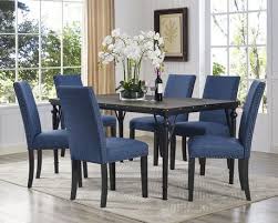 Brassex Inc Arianna 7 Piece Dining Set Table 6 Chairs Blue Blue Brassex Inc Arianna 7 Piece Dining Wooden Dining Table Set Wooden Dining Tables Furniture