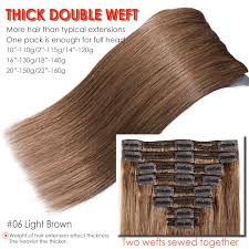 Details About 120g 220g Double Weft Clip In Thick Remy Human Hair Extension Full Head Us U025