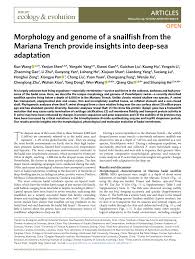 Pdf Morphology And Genome Of A Snailfish From The Mariana Trench Provide Insights Into Deep Sea Adaptation
