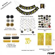 Pick stunning silver decor and dress to the nines for this classy event. 50th Birthday Decorations For Men Women Cheers To 50 Years Banner Gold Black Silver Pom Poms Hanging Swirls Cake Topper Photo Props Backdrop Balloons Confetti 50th Anniversary Decorations Rizell