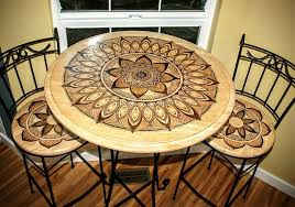 Wood Burnt Mandala Bistro Table Woodburning Diy Dining Room Table Dining Room Table Makeover Boho Dining Room