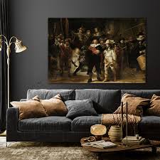 Rembrandt's largest and most famous painting was made for one of the three headquarters of amsterdam's civic guard. De Nachtwacht Rembrandt Van Rijn Hippe Kunstwerken Wallcatcher