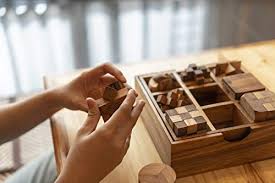The first jigsaw puzzles were produced in the late 1700s by mapmakers mounting maps on hardwood and cutting pieces out with a maquetry saw. Fun Games For Adults 3d Wooden Puzzle Brain Teasers And Educational Games In Set Of 9