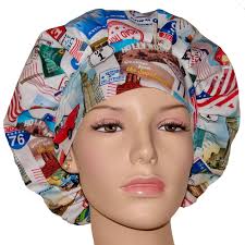 Scrub Hats American Road Trip Postcards-scrubheads-scrub Caps-bouffant  Scrub Hats-surgical Scrub Hat-women's Scrub Hat-road Trip Scrub Hat