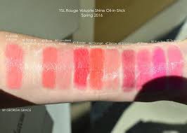 Yves Saint Laurent Rouge Volupté Shine Oil In Stick Lipstick Ysl Rouge Volupte Shine Oil In Stick New For Spring 2016 Swatches Review By Georgia Grace Ysl Rouge Volupte Shine Ysl Rouge Volupte Ysl Lipstick