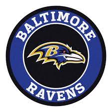 The new ravens logo, introduced in 1999, featured a raven's head in profile with the letter superimposed. Fanmats Nfl Baltimore Ravens Purple 2 Ft X 2 Ft Round Area Rug 17951 The Home Depot