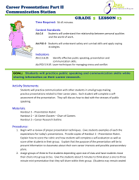 Career Presentation Part Ii Communication Station Grade