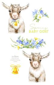 Goat Baby Animal Watercolor Clipart Easter Eggs Nursery Etsy In 2020 Watercolor Animals Watercolor Clipart Goats