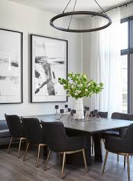 Black And Gold Dining Table Oversized Dining Room Table Large Wall Art Minimalist Metal Chandelier White Sheer Wind Minimalist Dining Room Black Dining Room Black Dining Room Table