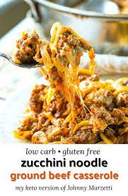 Low Carb Zucchini Ground Beef Casserole Keto Johnny Marzetti Recipe Beef Recipes Low Carb Zucchini Healthy Recipes