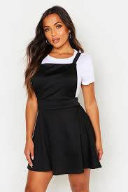 Petite Cross Back Pinafore Dress Boohoo Pinafore Dress Petite Outfits Dresses