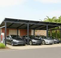 Steel Solar 4-Car Carport/Gazebo System - 27 Black Panels, Solar Ready,  Outdoor