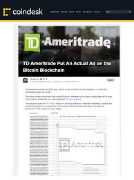 Td ameritrade review 2021 » quick facts that's forex with td ameritrade! Td Ameritrade The First Ad In The Blockchain Jay Hunt