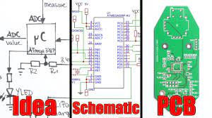The following image provides an example of a schematic component and the corresponding pcb footprint (the blue lines indicate the footprint pad to which each component pin is connected). From Idea To Schematic To Pcb How To Do It Easily Youtube