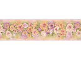 Pastel pink floral flower roses silk satin reflective green wallpaper border. Pink Orange Watercolor Impatiens Wallpaper Border