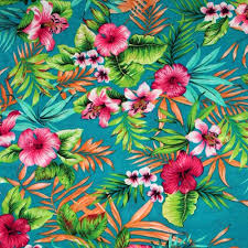 Download 967 hawaii floral pattern free vectors. Pink Coral Hawaiian Floral On Teal Cotton Jersey Blend Knit Fabric A Gorgeous Designer Overstock Sc Tropical Floral Print Colorful Backgrounds Fuchsia Flower