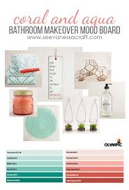 Diy Coral And Aqua Bathroom Makeover Mood Board Aqua Bathroom Coral Bathroom Bathroom Makeover