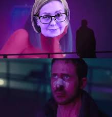 Create meme "blade runner 2049 meme with hologram, blade runner 2049 meme,  blade runner"