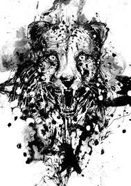 Black And White Cheetah Print Cheetah Print Cheetah Art Animal Art Print Cat Art Black And White Animal Art Wildlife Art Black And White Art Ink Art Angry Animal Cat Art Animal Art Wildlife Art