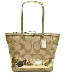 Shop women's bag charms, keychains & bag accessories at coach. Coach Sequin Stripe Signature Bag Purse Tote 17574 Gold Bags Coach Purses Mk Crossbody Bag