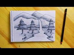رسم منظر طبيعي سهل جدا بالقلم الرصاص للمبتدئين how to draw easy sketch scenery step by step yout diy canvas art painting diy canvas art canvas art painting
