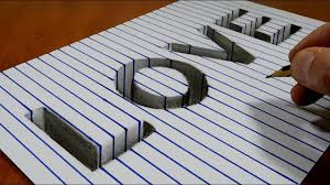 Draw Word Love Hole On Line Paper 3d Trick Art Youtube 3d Art Drawing Word Drawings Cool Drawings