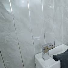 Grey Marble Bathroom Wall Panels With Chrome Silver Strips Cladding Panels Used In Kitchen Office Ceiling And Walls Perfect For Wet Wall Vanna Vannaya Tualet