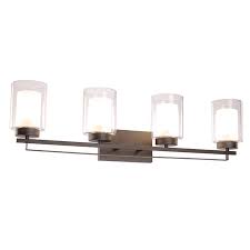 Wall Light 4 Light Bathroom Vanity Lighting With Dual Glass Shade In Dark Bronze Indoor Wall Mount Light Xinbei Lighting Xb W1195 4 Db
