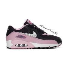 Swarovski Women S Nike Air Max 90 Pink Black Shoes Etsy Nike Air Max For Women Nike Air Max Black Shoes Sneakers
