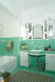 1930 Era Decor Mint Green Retro Tile Bathroom In 1930s Deco Style With Green Bathroom Retro Bathrooms