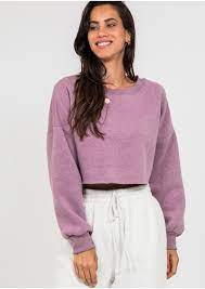 Washed Purple Crop Sweatshirt Outfitbook