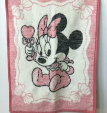 Biederlack Minnie Mouse Disney Baby Toddler Blanket Pink White Biederlack Vintage Baby Blanket Baby Disney Baby Minnie