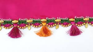 How To Do Crochet Krosha Saree Tassels Using Silk Thread Beads And Kuchu At Home Tutorial Youtu How To Do Crochet Silk Thread Jewelry Thread Jewellery