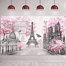 See more ideas about paris themed bedroom, paris theme, paris bedroom. Amazon Com Paris Tapestry Backdrop Paris Wall Art Eiffel Tower Photo Banner Background European City Landscape Pink Wall Hanging Decor For Living Room Girl Bedroom Paris Themed Party Decoration 72 8 X 43 3 Inch