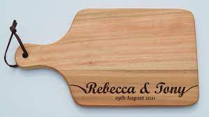 Engraved Bamboo Paddle Board Chopping Board Cheese Board Wedding Engagement Moving In Gift Engraved Bamboo Moving Gifts Personalised Chopping Board