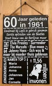 Bol Com Zinken Tekstbord 60 Jaar Geleden In 1961 Antraciet 20x30 Cm Verjaardag Jubileum