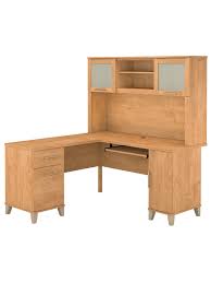 Arlington executive l desk with optional hutch top from dutchcrafters. Bush Furniture Somerset L Shaped Desk With Hutch 60 W Maple Cross Standard Delivery Office Depot