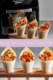 Snack Mix In The Power Airfryer Oven Is So Easy And Oh So Delicious Try It At Home Air Fryer Oven Recipes Air Frier Recipes Snack Mix
