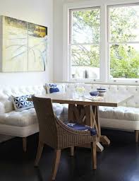 A rectangular tabletop and a rectangular seat are in light browns. Upholstered Dining Bench With Back Ideas On Foter