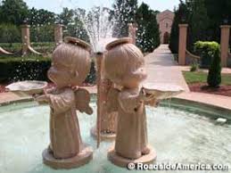 The chapel features paintings by sam butcher, depicting children or childlike figures cast as biblical prophets, angels, or figures from the parables of jesus. Precious Moments Park And Chapel Carthage Missouri