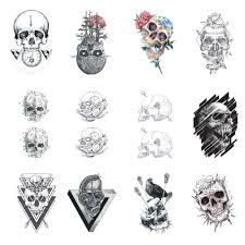 Tattoo by @lescrowtattoo bookings are open : Amazon Com Sanerlian Skull Tattoo Sticker Temporary Fake Tatoo Hand Arm Shoulder Chest Back Adult Men Women 10 5x6cm Set Of 12 Beauty